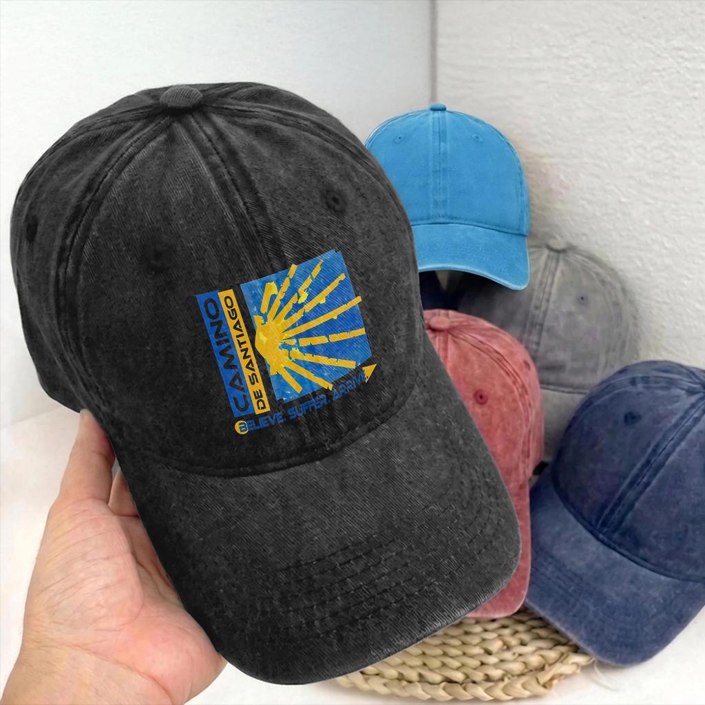 Camino De Santiago Way Of St James Unisex Unstructured Baseball Caps Hiking Distressed Denim Washed Hats Outdoor Gift Snapback
