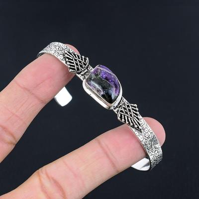 Halloween Deal 925 Silver Natural Charoite Anniversary Daughter Bangle Jewelry