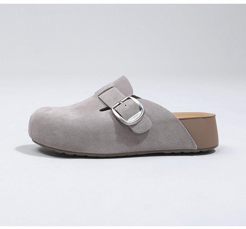 [Youshilai] Thick-soled Height-increasing Boken Slippers Women's Outer Wear 2025 Autumn New One-pedal Half Slippers Bag Head