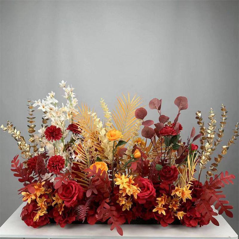 Wedding Floristry: Simulated Flower Scene Arrangement with Seven Optional Colors for T-Stage and Aisle Decoration