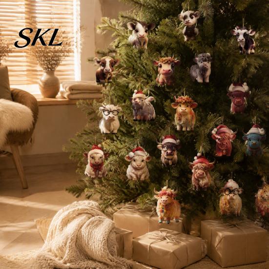 Cute Christmas Pendant Set Advent Calendar for Cat Lovers, 24 Day Countdown Box with Souvenir Collection Acrylic Pendants, Festive Tree Hanging Decor