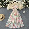 French Suspender Ruffle Floral Dress Women's Summer Mesh Yarn New Fairy Feeling Waist Temperament Vacation Dress