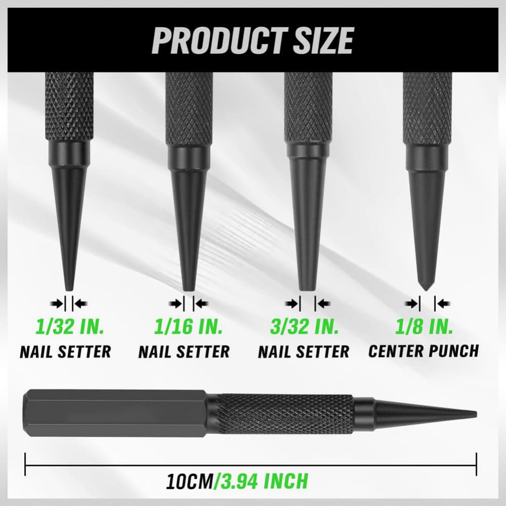 7pcs Precision Center Punch Tool Non-Slip Grip & One-Handed Operation Centre Punch General Woodworking Metal Drill