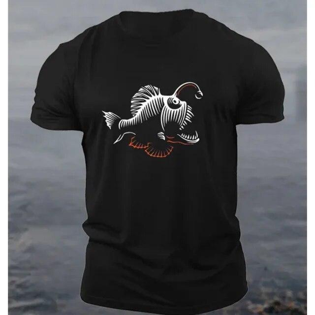 Vintage Herren T-Shirt 3D Schädel Fisch Druck Schreckliche Männer Kleidung Sommer Casual Kurzarm Straße Coole Tops Übergroße Sweatshirt