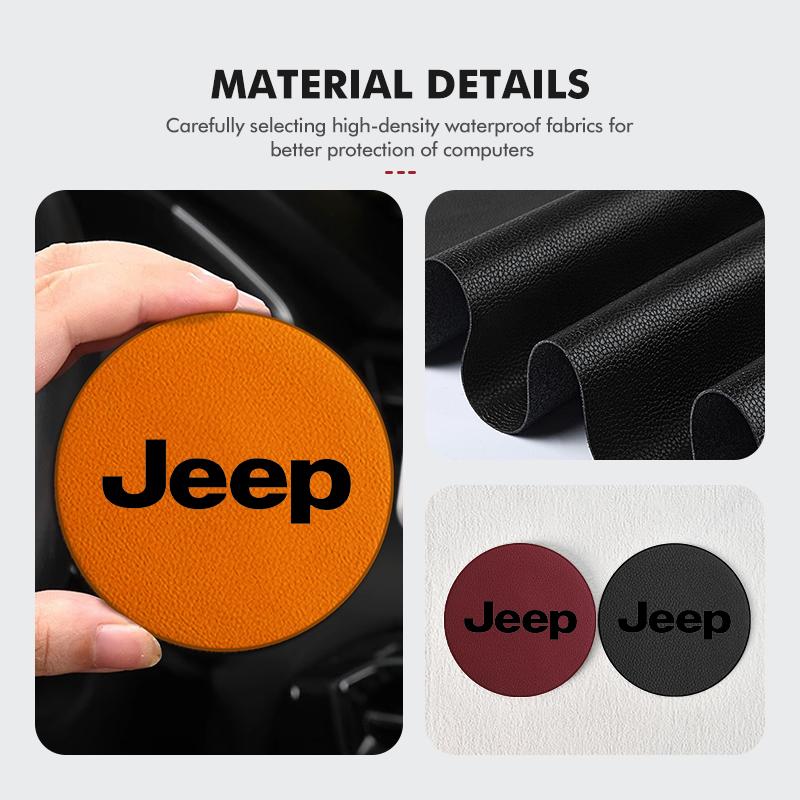 2pcs Car Water Cup Mat Suede Coaster Non Slip Pad Accsesories For Jeep Grand Cherokee Wrangler JK Renegade Gladiator Compass AKL1