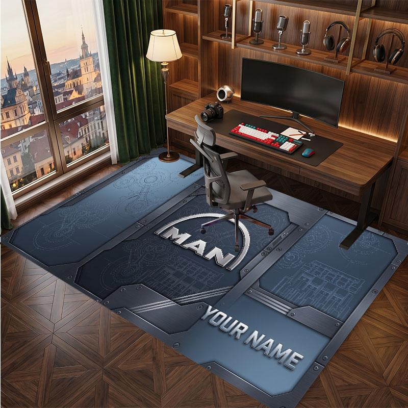 MAN Truck Personalized Crystal Velvet Carpet, Customized Name Text Soft Anti‑Slip Rug for Living Room Bedroom