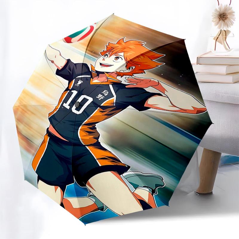 1pc Haikyuu!! Kuroo Tetsurou Automatic Folding Umbrella, 8 Bone Iron Frame, Portable Tri-Fold Design, Outdoor for Fans, Travelers, Daily Use, Gift for