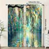 2pcs, All-Season Art Deco Style Curtains, Modern Willow Trees by River Stained Glass Pattern, Polyester, Perfect for Adding