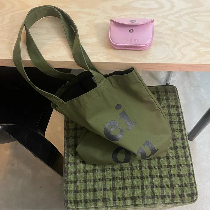 Aeiou Logo Bag (Cotton 100%) Khaki Black