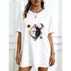 Oversized T Shirt Dress Black Sun And Moon Face Print For Casual Wear