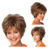 Kurze Perücken für Damen, synthetisch, blond, braun, gemischte Farben, lockige Damen-Perücke, hitzebeständige Faser, Hochtemperaturfaser-Perücke