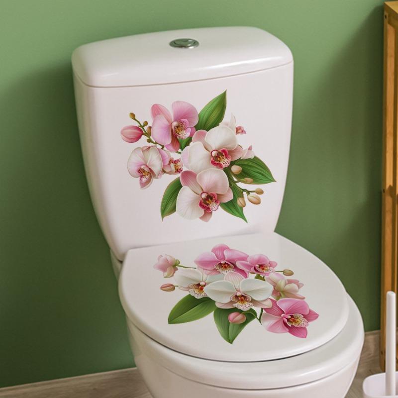 Freshly-bloomed Phalaenopsis Orchid Toilet Paper Sticker - Waterproof Self-adhesive Sheet