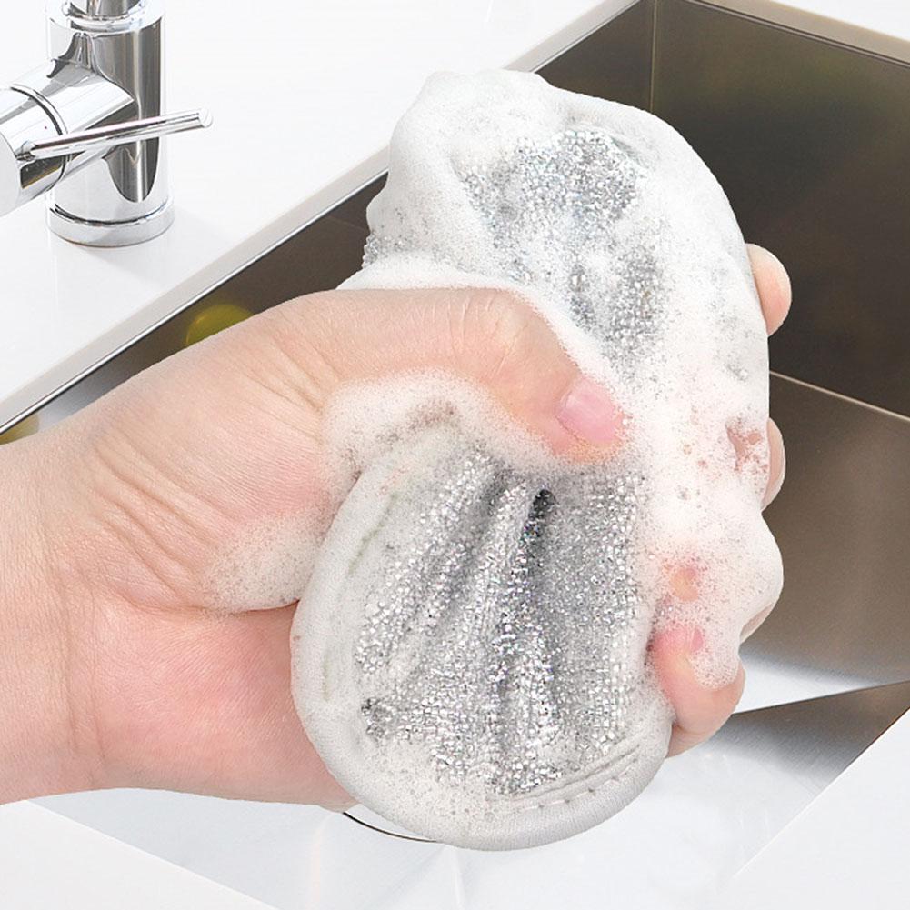 6-18Pcs Double-Side Wire Dishwashing Rags Thickened Metal Silver Wire Rags Kitchen Dish Pot Washdishing Cloths Towel Clean Tools