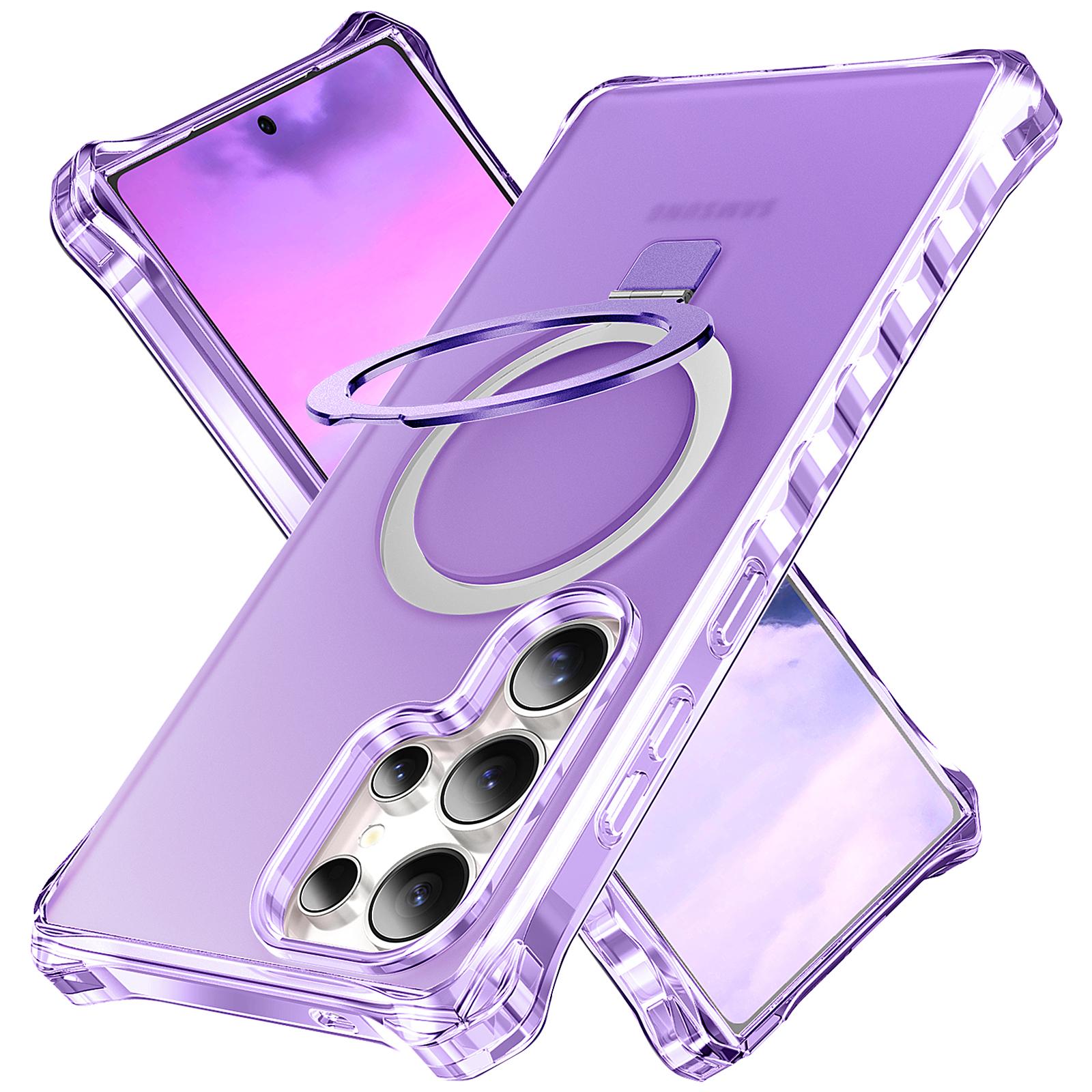 

Чехол для Samsung Galaxy S24 Ultra Маленький волнистый край Совместимый с MagSafe Матовый Противоударный PC+TPU Чехол для телефона Purple