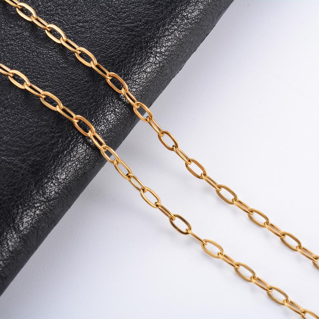High Quality Gold/Silver Color Stainless Steel Paperclip Chain Men and Women Gift Ring Necklace