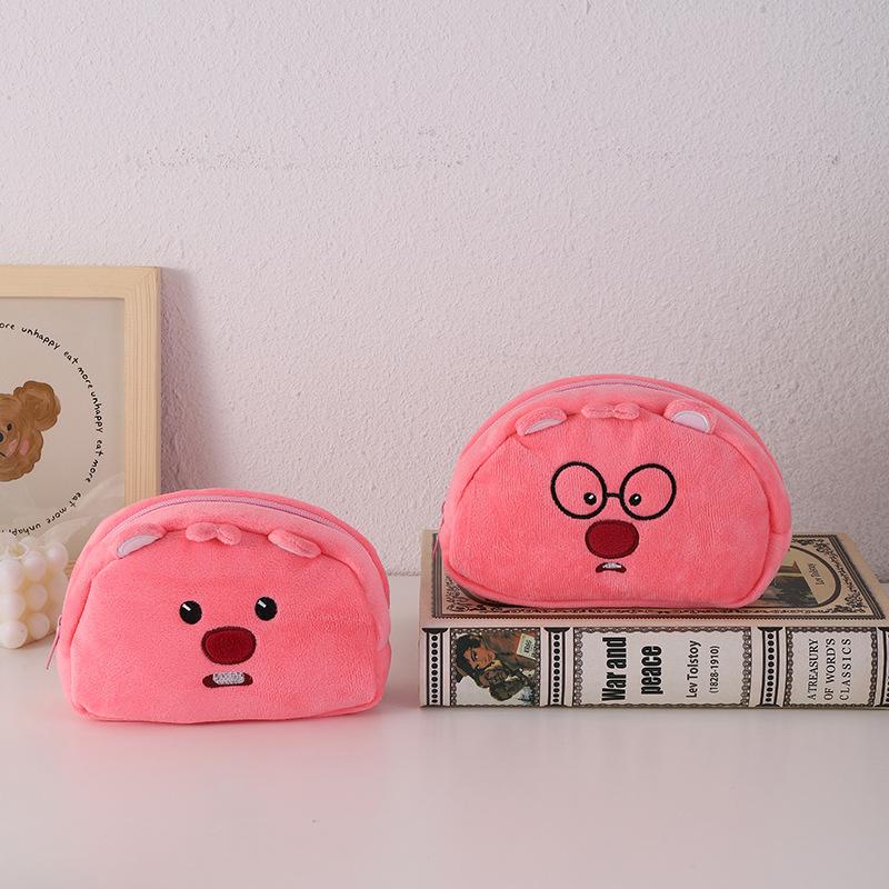 New Plush Cartoon Pencil Case Cute Stationery Bag Large Capacity Makeup Bag Women Travel Organizer Toiletries Bag