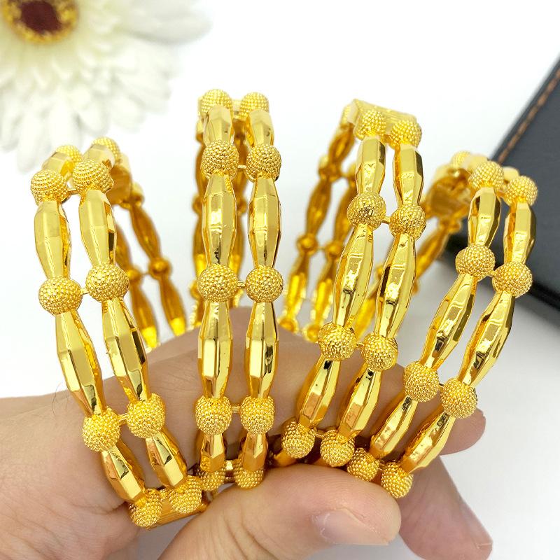 24K Gold Plated Dubai Bridal Bracelet Alloy Nigerian Ladies Sand Gold Bracelet Jewelry Bracelet 2026