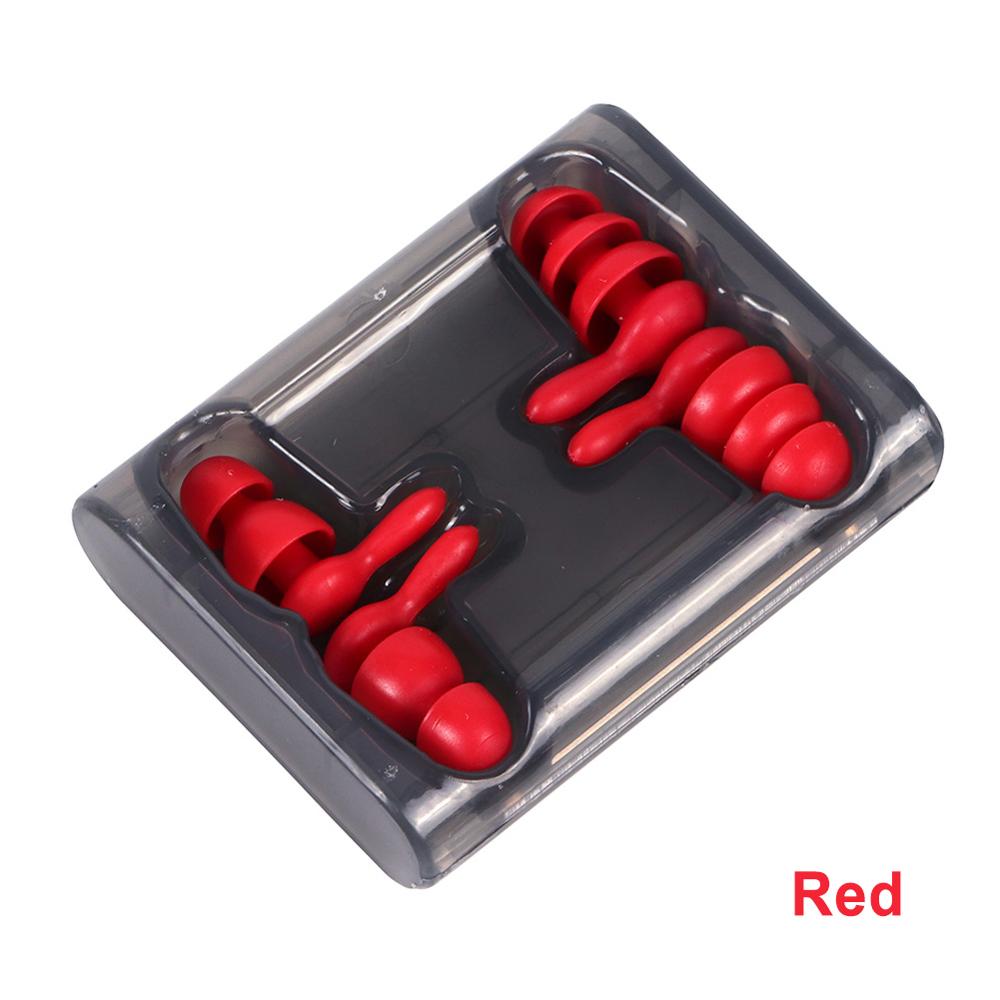 

2 Pairs Sleeping Ear Plug Anti Noise Sound Insulation Ear Protection Travel Earplugs Waterproof Soft Silicone Swiming Earplugs червоний