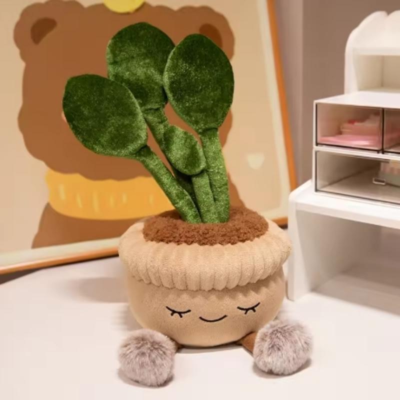 Cute And Charming Cartoon Sunflower Plush Doll Potted Plant Tulip Succulent Hyacinth Cactus Plush Toy Home Decor Present Designed For Boys Plus Girls