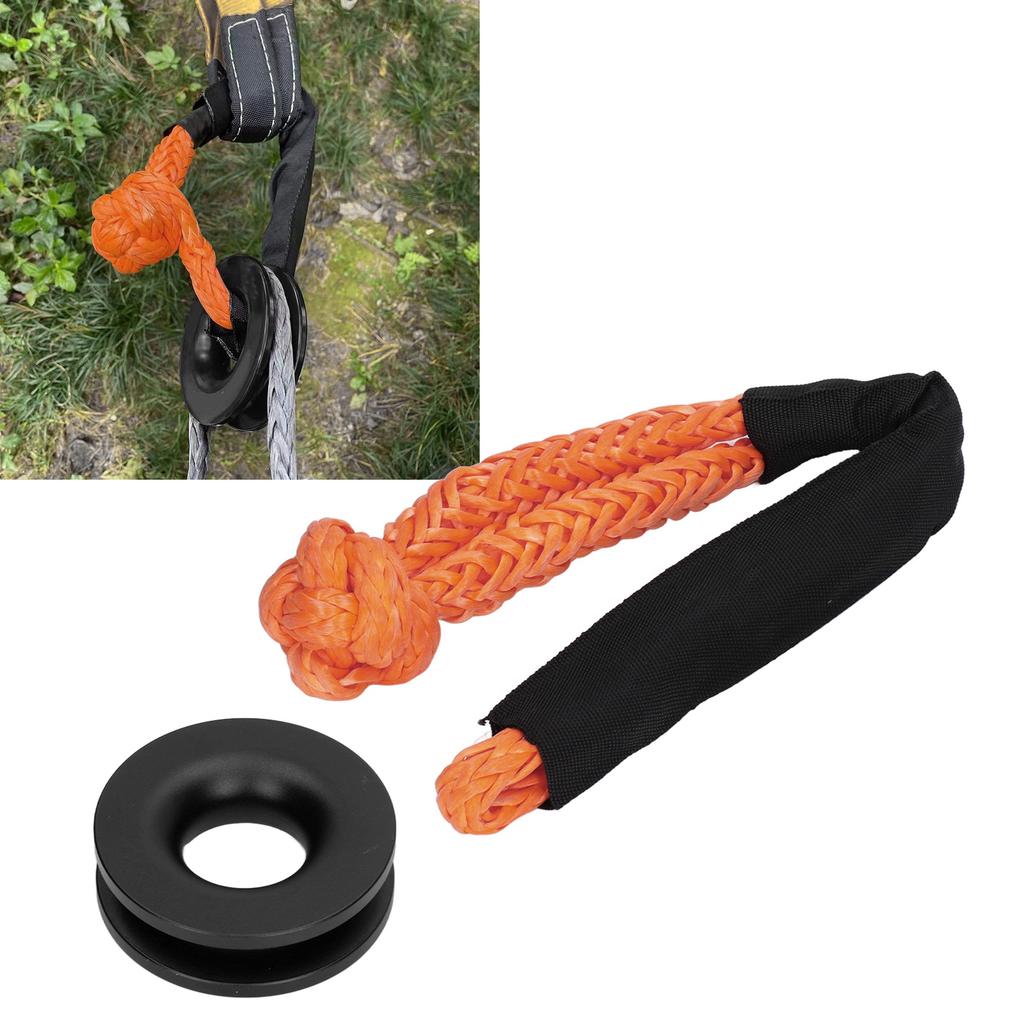 Recovery Winch Rope Set Aluminum Alloy Nylon Rope Soft Shackle Recovery Kit for Vehicle