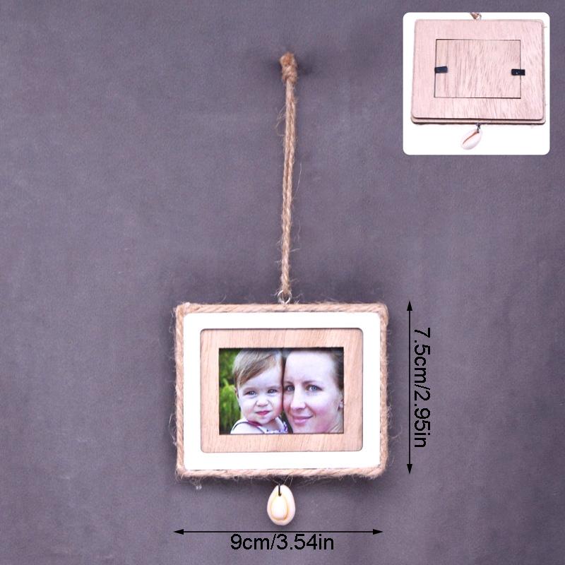 1pc Decorate Tree Hanging Decorations Gifts Home  ? Wooden Photo Frame Pendant Ornaments Prop