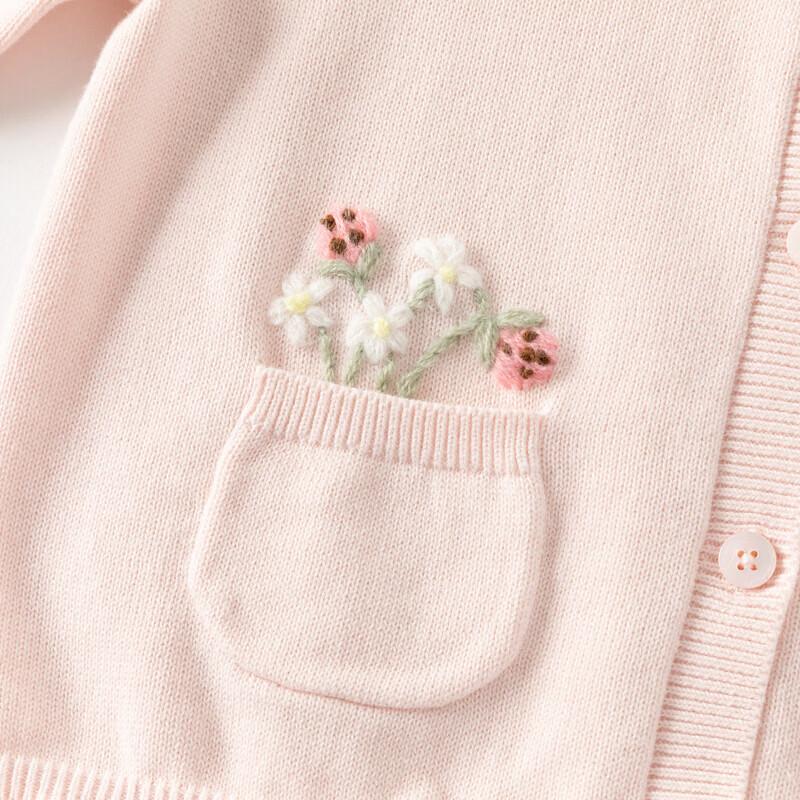 DAVE&BELLA Girls' Floral Anti-Static Cotton Cardigan Sweater