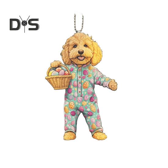 

Пасхальная собака подвесное украшение для автомобиля акриловая 2D плоская собака подвеска красочное животное щенок украшение пасхальные подарки