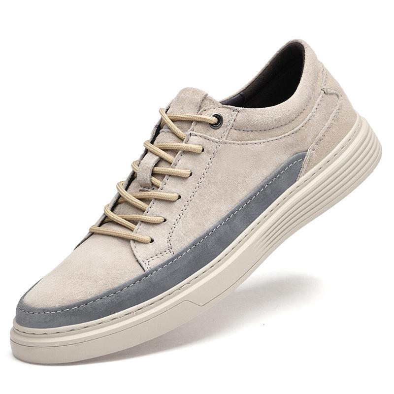 Men s White Genuine Leather Casual Shoes - Spring 2025 High-End, Breathable, Soft, and Versatile. Size 40 песочный