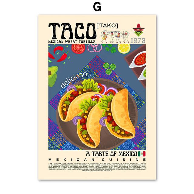 Mat Pierogi Paella Pizza Stollen Taco Dolma Posters och tryck Väggkonst Canvasmålning Nordisk köksdekoration