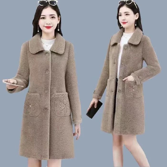 Elegant Faux Mink Velvet Coat for Women - Vintage 50s & 60s Style, Loose Fit, Plus Size, Ideal for Middle-Aged & Elderly Women