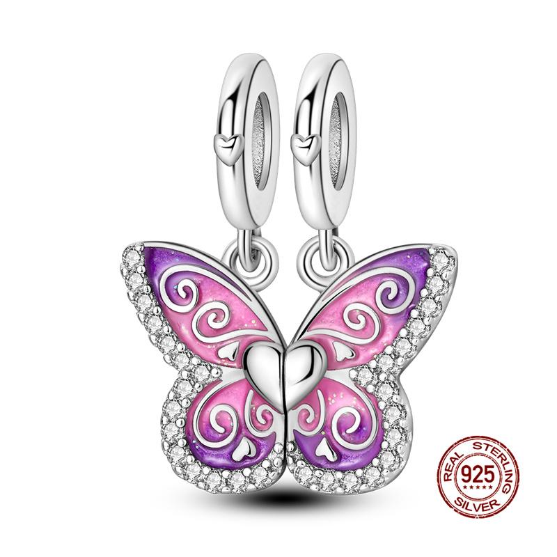 Charm Copper Fit 3Mm Original Bracelet Necklace Womens Bouquet & Butterfly Charm Bead Diy Fine Jewelry Gift New