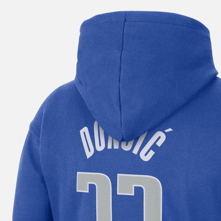 Nike NBA Dallas Mavericks Luca Doncic Essential Fleece Pullover Hoodie Blue Men Streetwear DB1210-481
