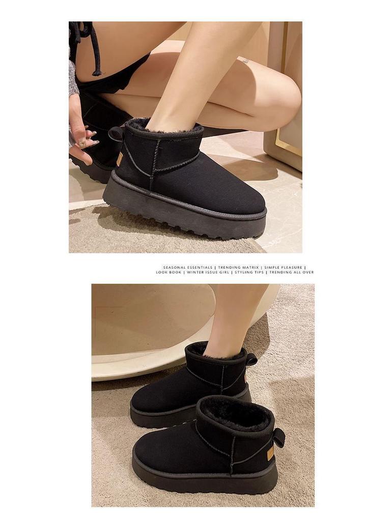 Dam 2024 Plattform Snökängor - Tjocksulade, Vattentäta, Halkfria, Plus Sammet Varma Utomhus Vinterskor