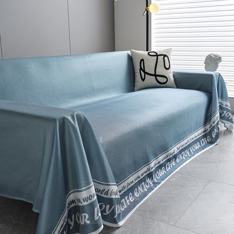 Modrý ledový hedvábný potah na pohovku Látkový letní podsedák na léto Jednoduché moderní cool pohovka ručník proti poškrábání potah na pohovku 