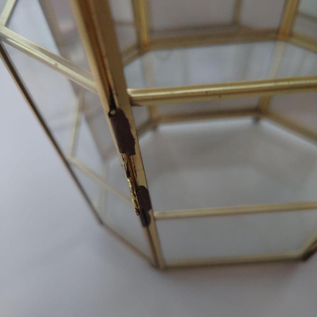 Used Brass frame glass display case and 7 types of Swarovski