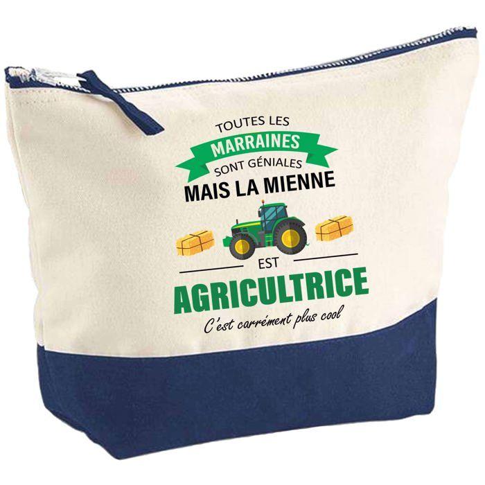 Trousse de maquillage - PLANETEE - Marraine Agricultrice - Grand format - Coton - Impression HD (Fabriquée en France)