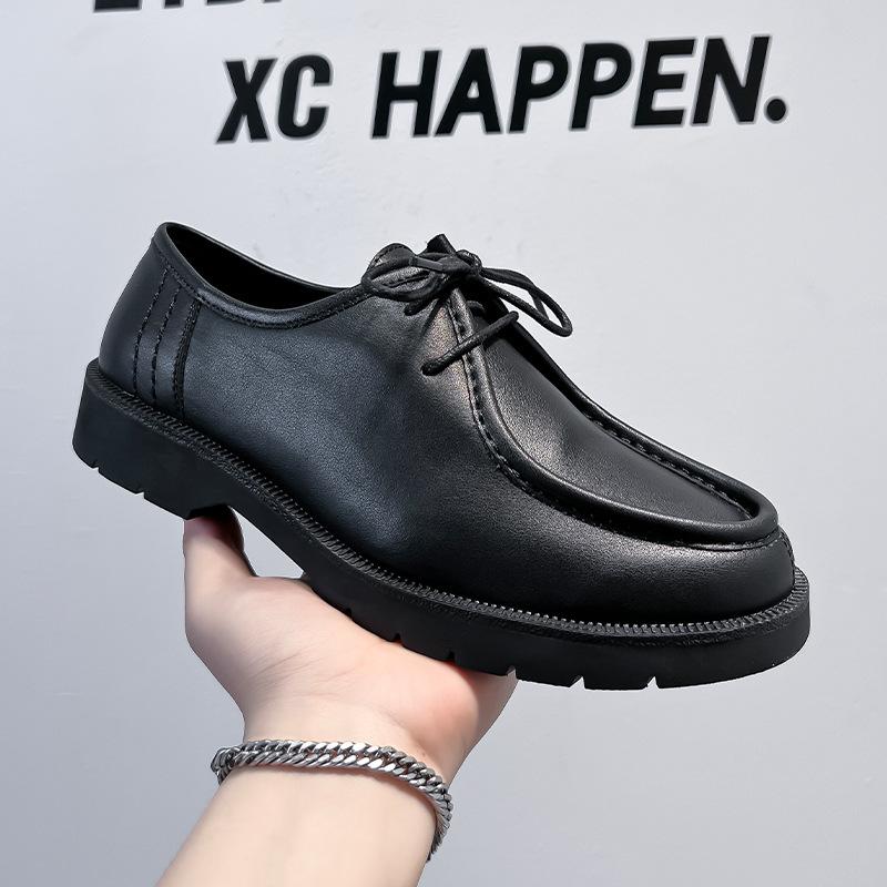 

Trendy business dress men s leather shoes men s shoes youth Korean version British black casual small leather shoes 43229-A 38 чёрный