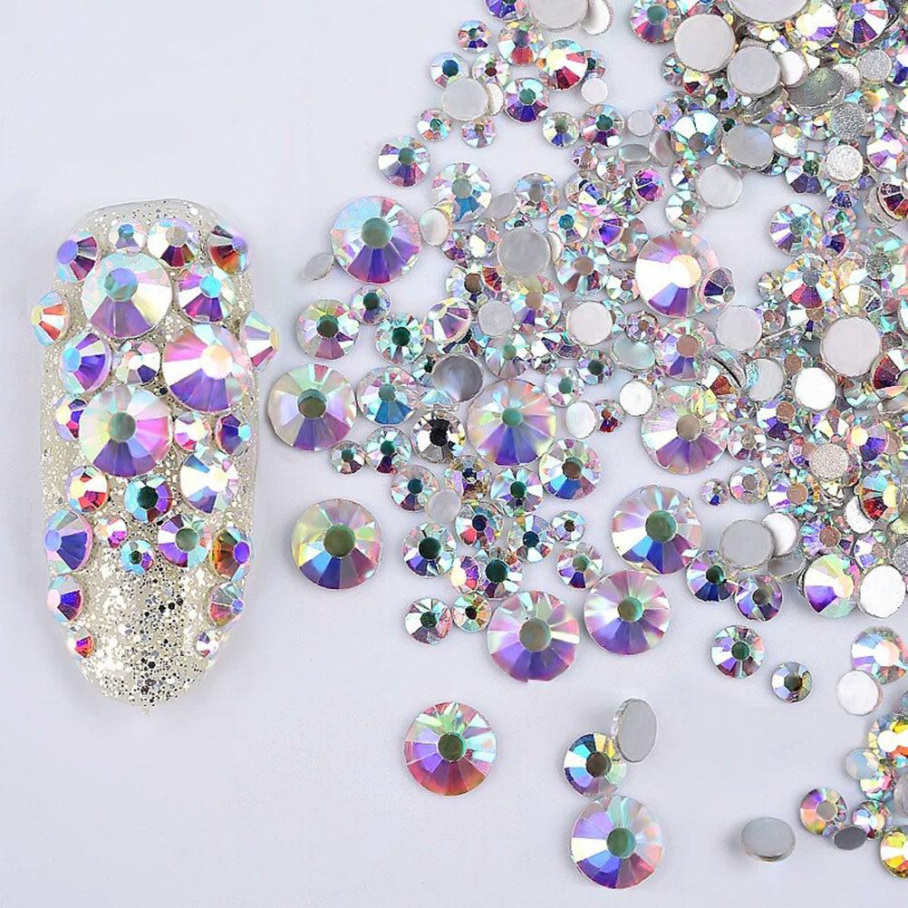 1440Pcs Crystal Ab Round Nail Art Rhinestones 2.0mm Flat Back Mixed Colors 3D Nail Decoration Art Accessories Rhinestones
