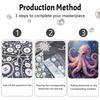 DIY Framed Pearl Bead Art Kit Ocean Octopus Sparkling Canvas Painting for Modern Room Wall Decor Gift for DIY Lovers Birthday Present