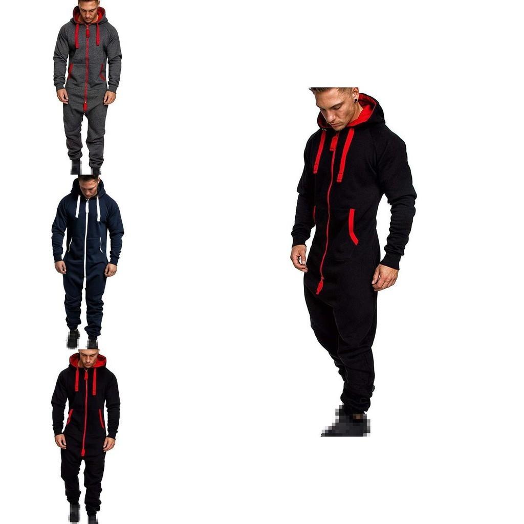 Hooded Men's Long Sleeve Camouflage Onesie Jumpsuit For Casual Wear**