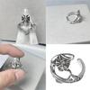 Handcrafted Hollow Heart Adjustable Ring Lightweight Copper Jewelry Adjustable Punk Rings For Women Vintage Design
