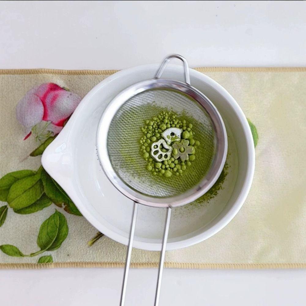 Forme de dessin animé Tamis à Matcha Argenté Tamis à Matcha Perles Presse à Poudre de Matcha pour Aide à Broyer et Tamiser