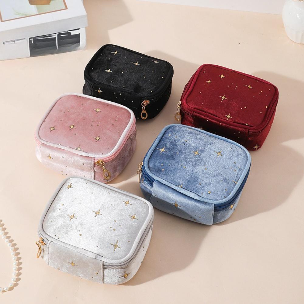 Mini Cute Square Cosmetic Bag Women Portable Earphones Lipstick Sanitary Napkins Storage Pouch Small Makeup Zipper Bags