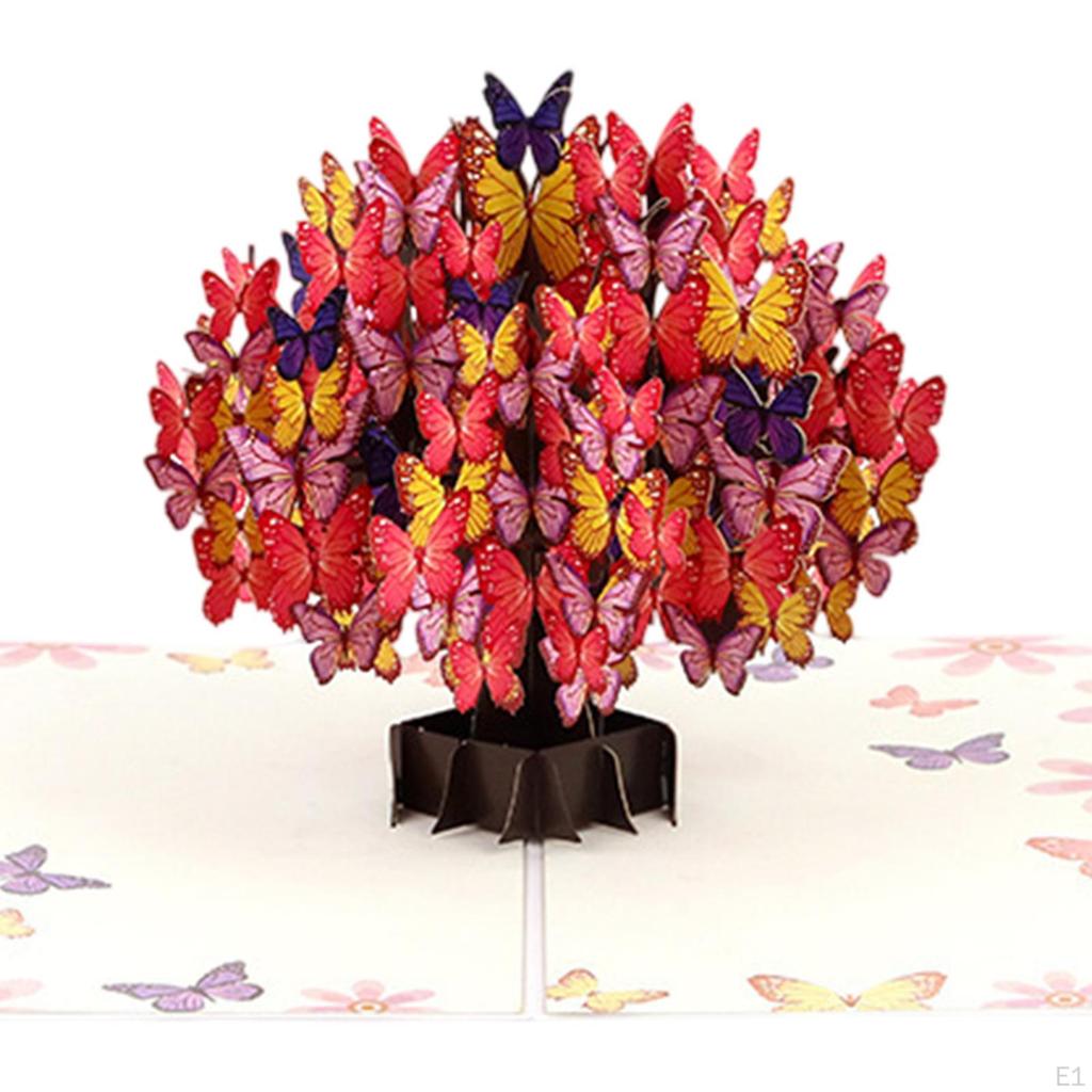 Butterfly Tree 3D Greeting Card Four Color Printing Colorful 15x20cm Handcrafted for Anniversary