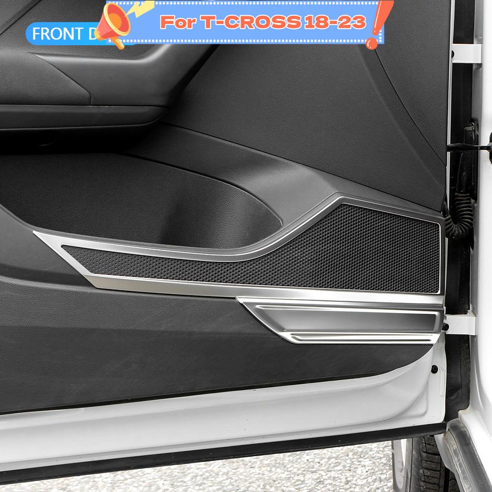 Stainless Steel Door Audio Speaker Cover Trim for Volkswagen VW T-cross Tcross 2018-2023 Stereo Loudspeaker Frame Interior Car Accessories