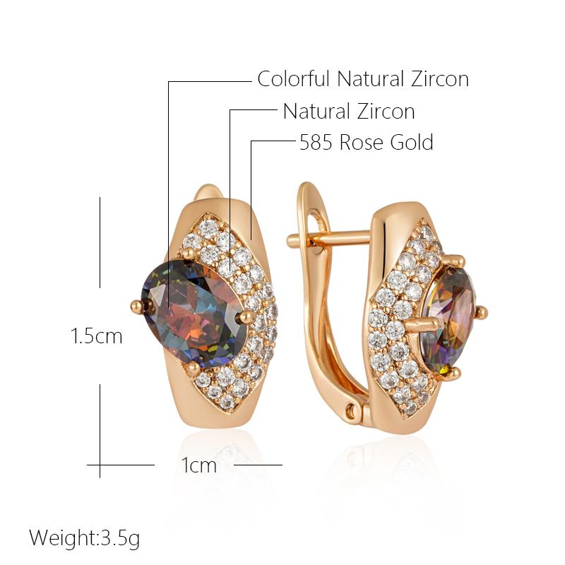 New  Rose Gold Color Drop Earrings For Women Delicate Oval Cut Colorful Natural Zircon Accessories Daily Fine Jewelry