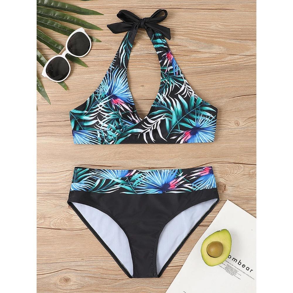 Bikini set s V výstřihem 2026 Dámský pruhovaný patchworkový plavecký úbor Letní plážové oblečení Plavky Ženské plavky Koupací plavky 3XL