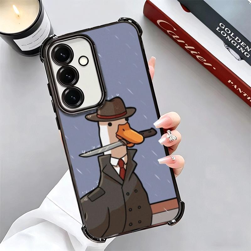 Funny Cartoon Goose Game Plating Phone Case For Samsung A17 A07 A37 A57 A16 A56 A15 A55 A14 A54 A13 A53 A26 A36 A25 A35 A24 A34