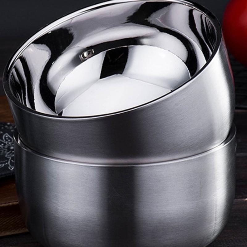 Insulated Bowl Dishwasher Safe Salad Bowl Stainless Steel Bowl 12cm Diameter Double Layer Enjoy Hot or Cold Soups