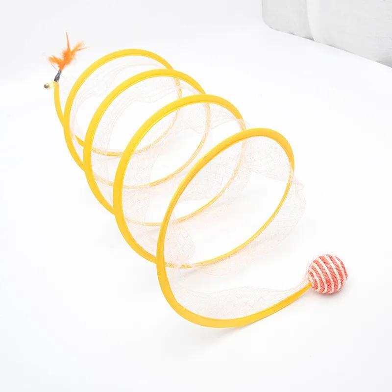 

New Folded S Type Cat Tunnel Spring Toy Mouse Tunnel with Balls Convenient Storage Kitten Outdoor Interactive Toys Pet Products